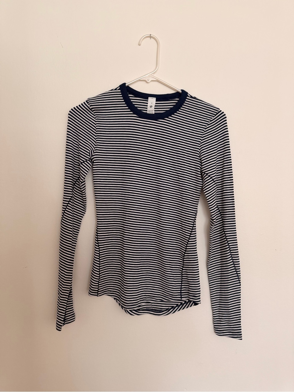 lululemon athletica Navy & White Striped Long-Sleeve Crew